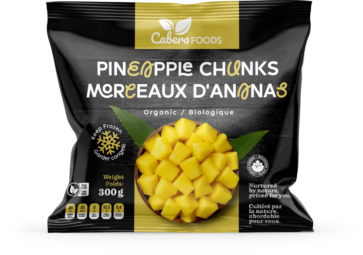 Front of the Cabera Pineapple chunks pack, 300 g
