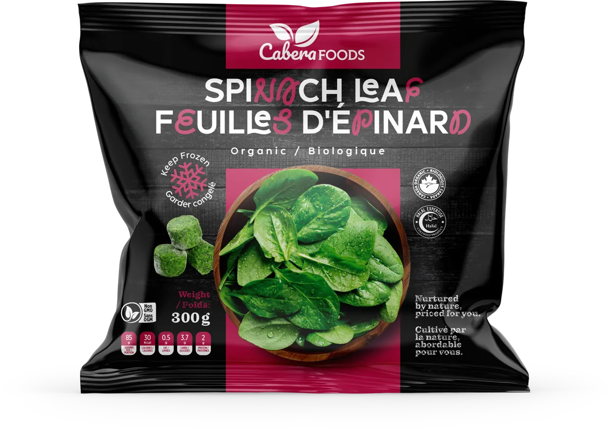 Front of the Cabera Spinach portions pack, 300 g