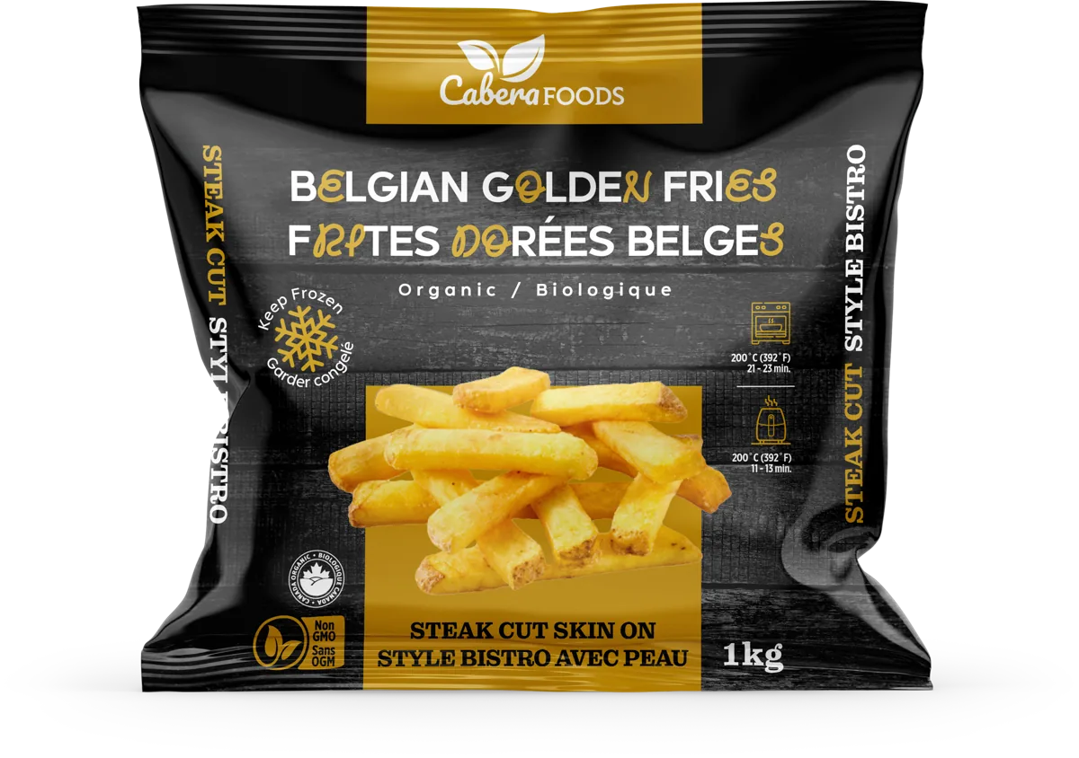 Front of the Cabera Steak cut fries, skin on pack, 1 kg