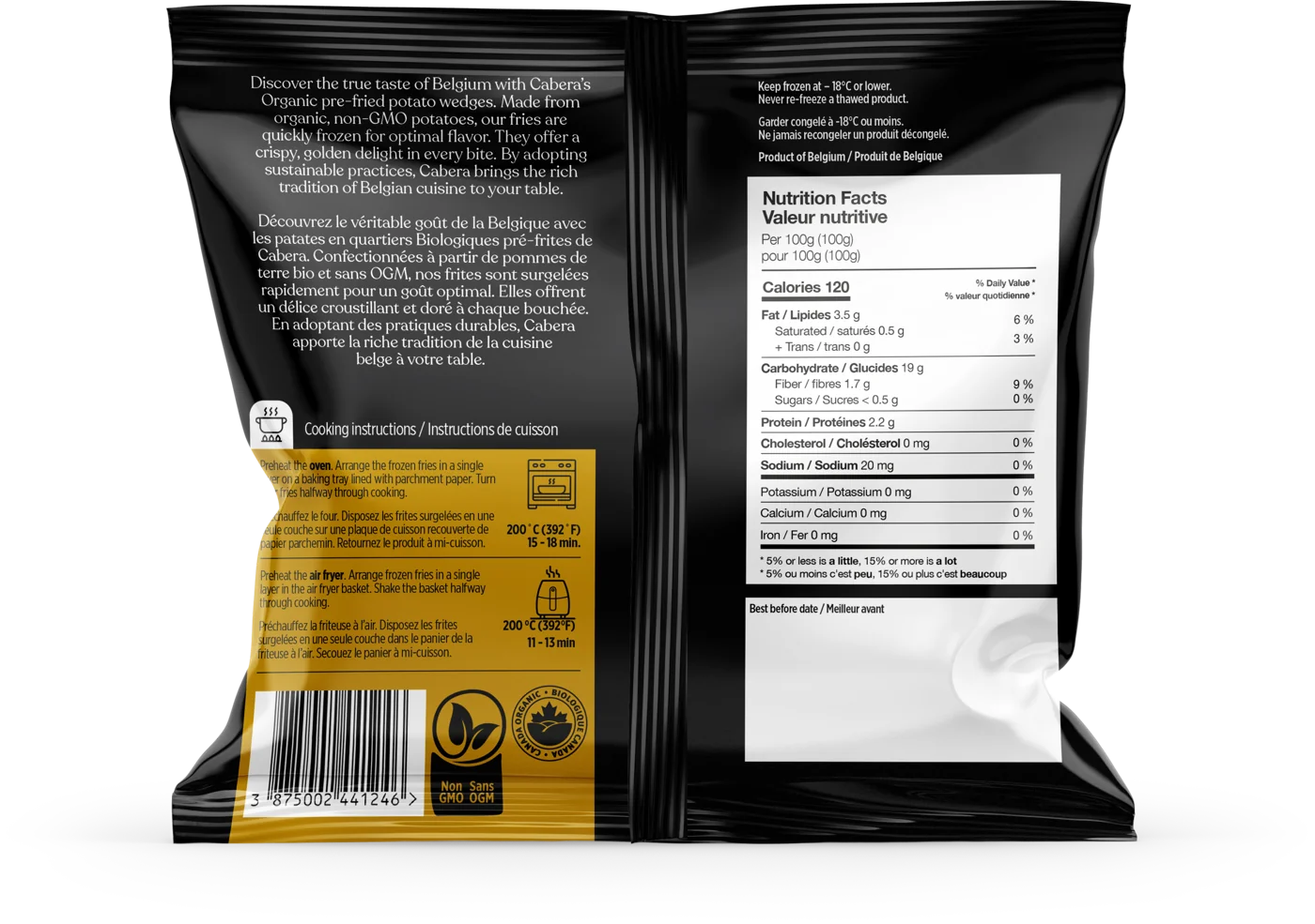 Dos du sac Quartiers de pommes de terre avec peau : description, instructions et valeur nutritive